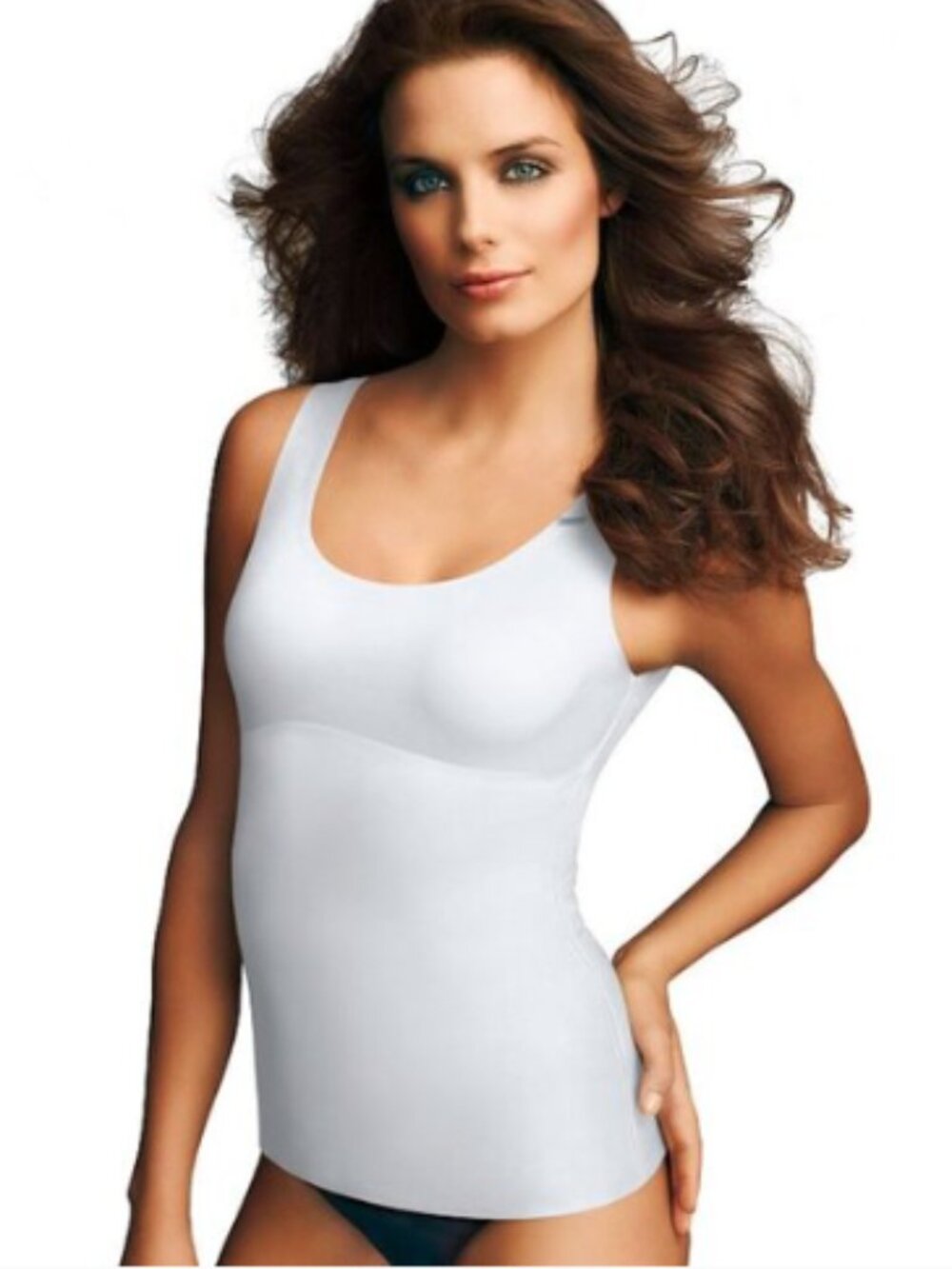 Maidenform Shapewear Wide Strap Tank Top Tagless L White #21J‎